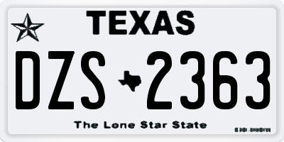 TX license plate DZS2363