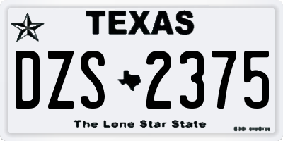 TX license plate DZS2375