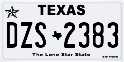 TX license plate DZS2383