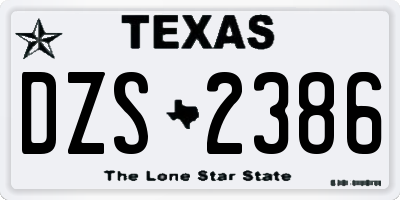 TX license plate DZS2386