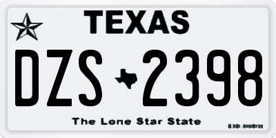 TX license plate DZS2398