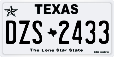 TX license plate DZS2433