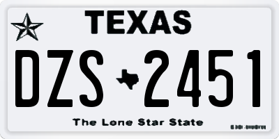 TX license plate DZS2451