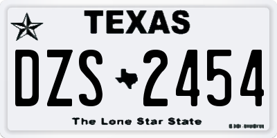 TX license plate DZS2454