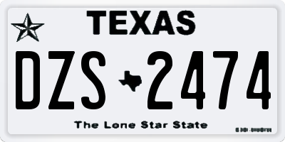 TX license plate DZS2474
