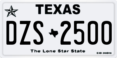 TX license plate DZS2500