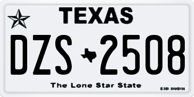 TX license plate DZS2508
