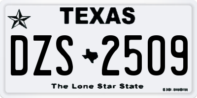 TX license plate DZS2509
