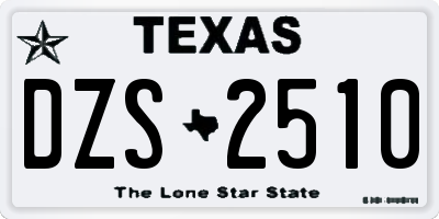 TX license plate DZS2510
