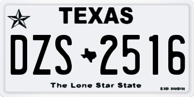TX license plate DZS2516