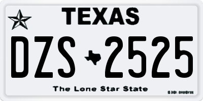 TX license plate DZS2525