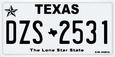TX license plate DZS2531
