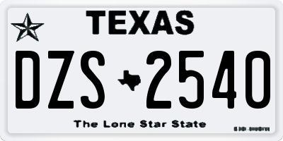 TX license plate DZS2540