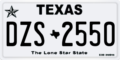 TX license plate DZS2550
