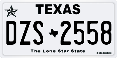 TX license plate DZS2558