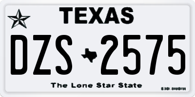 TX license plate DZS2575