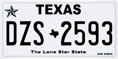 TX license plate DZS2593