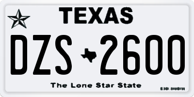 TX license plate DZS2600