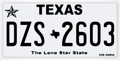 TX license plate DZS2603