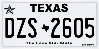 TX license plate DZS2605