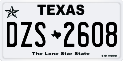 TX license plate DZS2608