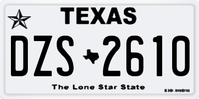 TX license plate DZS2610
