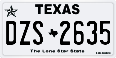 TX license plate DZS2635