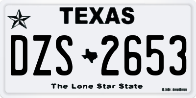 TX license plate DZS2653