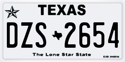 TX license plate DZS2654