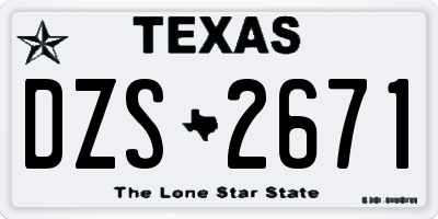 TX license plate DZS2671