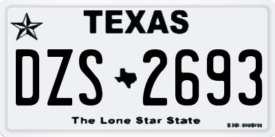 TX license plate DZS2693