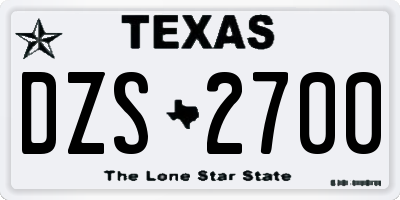 TX license plate DZS2700