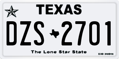 TX license plate DZS2701