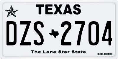TX license plate DZS2704