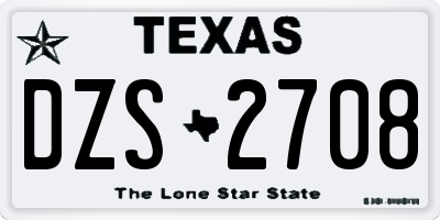 TX license plate DZS2708