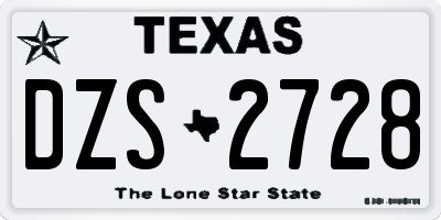 TX license plate DZS2728