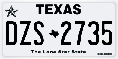 TX license plate DZS2735
