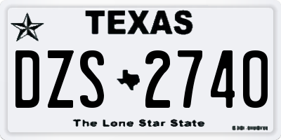 TX license plate DZS2740