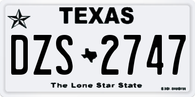 TX license plate DZS2747