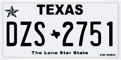 TX license plate DZS2751