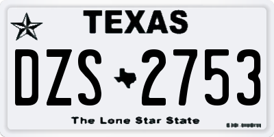 TX license plate DZS2753