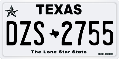 TX license plate DZS2755
