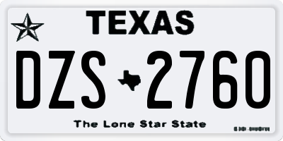 TX license plate DZS2760