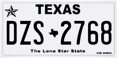 TX license plate DZS2768