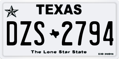 TX license plate DZS2794