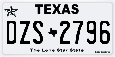 TX license plate DZS2796