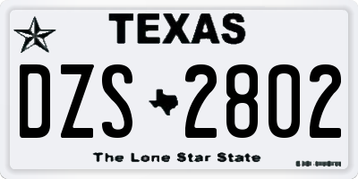 TX license plate DZS2802