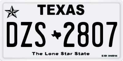 TX license plate DZS2807
