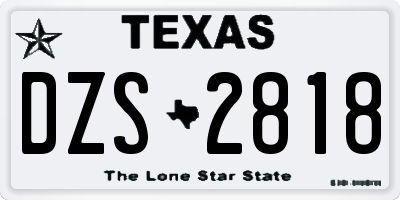TX license plate DZS2818