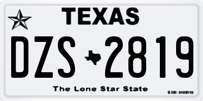 TX license plate DZS2819